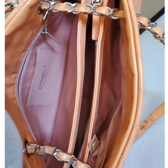 CHANEL Orange Patent Mademoiselle Bowling … - Picture 14 of 14